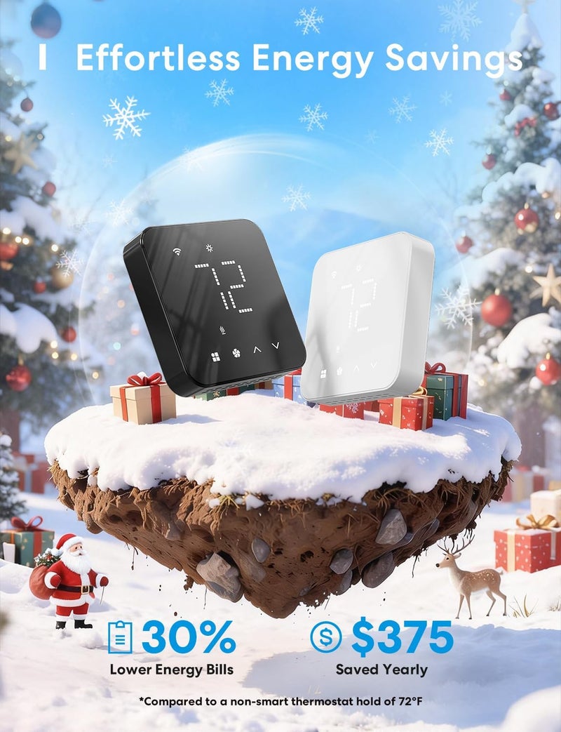 meross Smart Thermostat for Home, WiFi Thermostat Works with Matter, Alexa, Apple Home, Google Assistant, App & Voice Control, 7x24h Scheduling, Energy Saving, C-Wire Required - Image 4